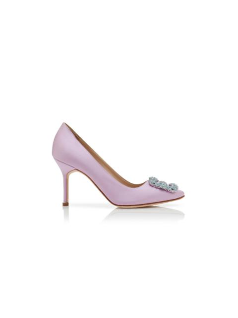 Light Purple Satin Jewel Buckle Pumps