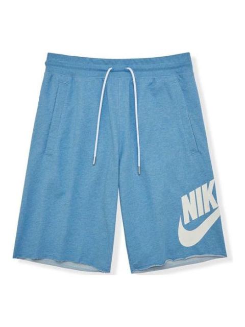 Nike 남자 나이키 큰 로고 프랑스 테리 Athleisure 캐주얼 스포츠 반바지 블루 AT5268-462