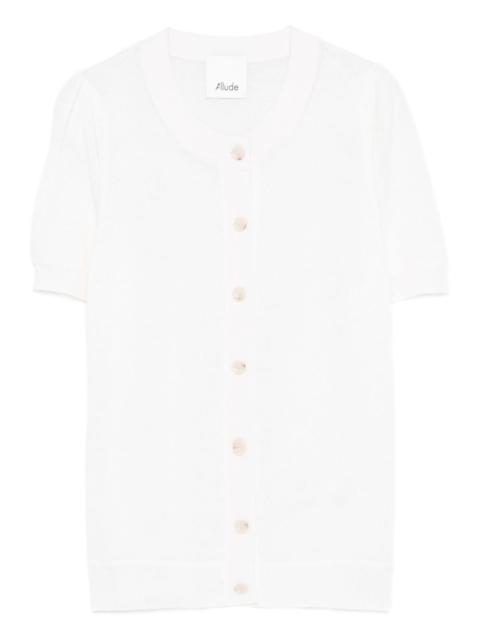 Allude button -fastening short-sleeve cardigan