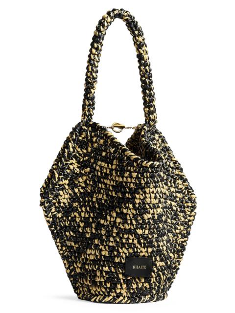 KHAITE Women's Lotus Raffia Mini Tote Bag - Black White
