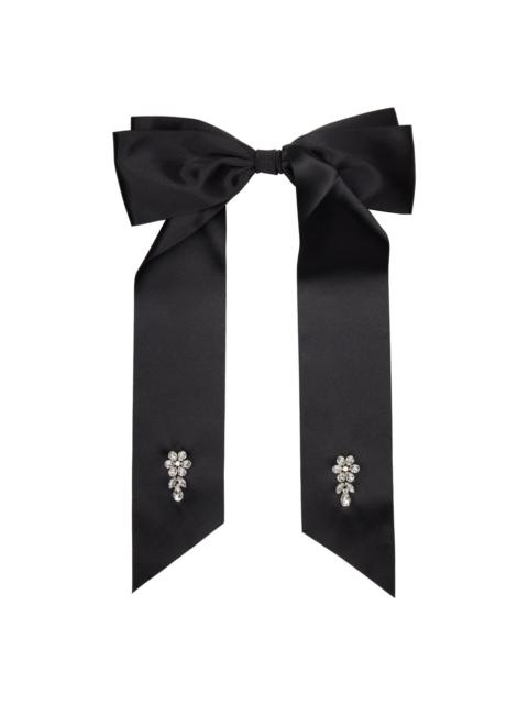 Simone Rocha Black Crystal Flower Bow Hair Clip