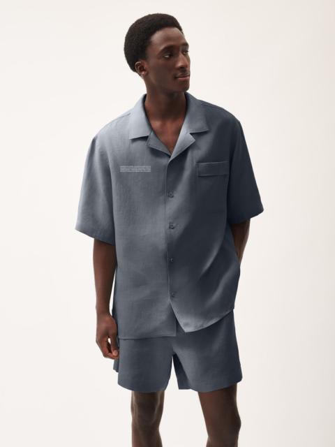 PANGAIA Mens DNA Linen Camp Collar Shirt - Atmosphere Grey