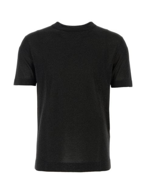 Black viscose blend t-shirt
