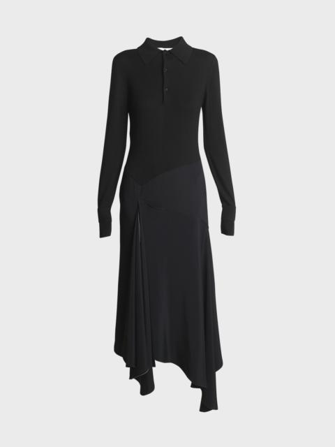 Victoria Beckham Henley Contrast Asymmetric Shirtdress