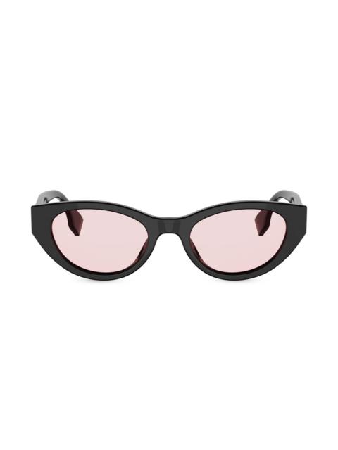 FENDI Women's Lettering 51MM Logo Oval Sunglasses - Shiny Black Violet