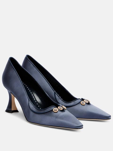 Manolo Blahnik Amala 70 embellished satin pumps