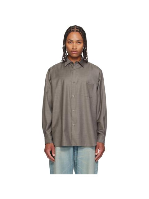 ssstein Taupe Extra Fine Wool Oversized Regular Collar Shirt