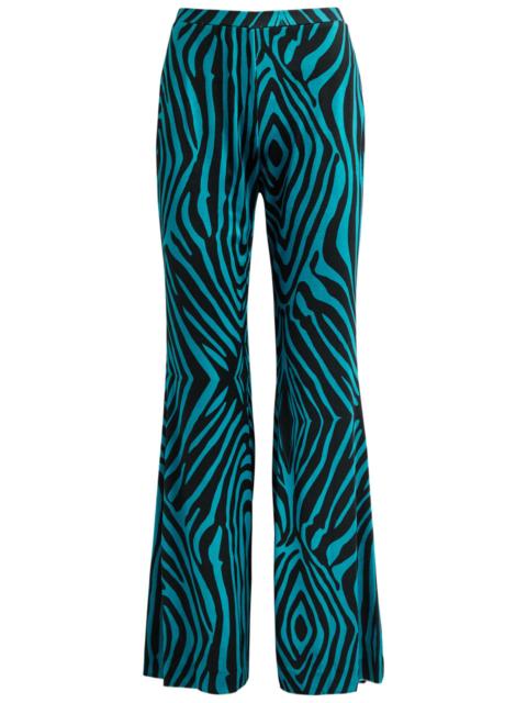 DIANE VON FURSTENBERG Diane Von Furstenberg Ruthette Printed Flared Velvet Trousers