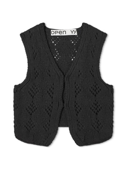 【OPEN YY】APPLIQUE CARGO VEST (3COLORS) OPEN YY Beige Appliqué Cargo Vest | REVERSIBLE