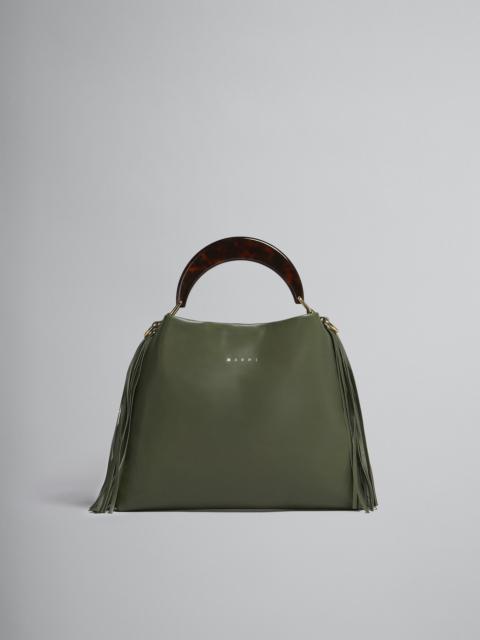 Marni VENICE SMALL BAG IN GREEN LEATHER WITH FRINGES