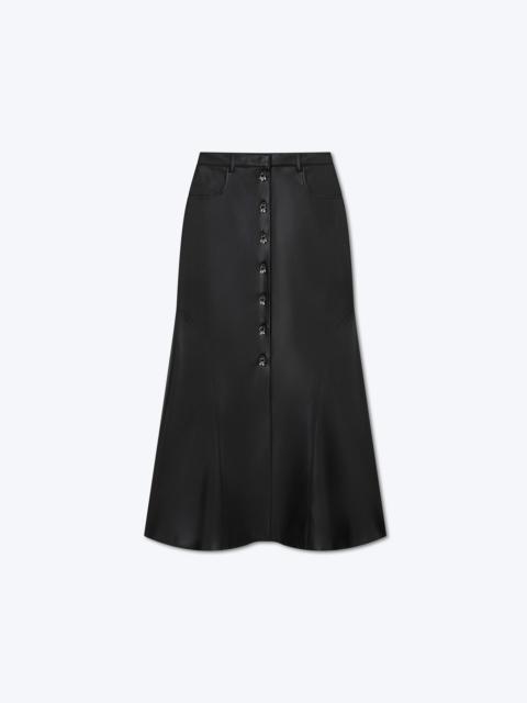 REZA - OKOBOR™ alt-leather button front midi skirt - Black