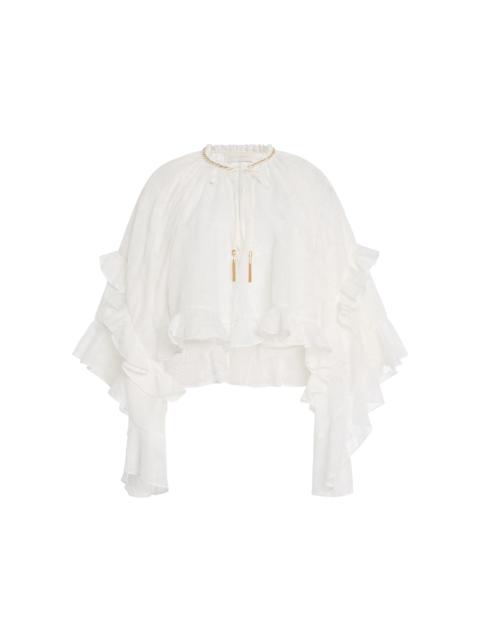 Zimmermann Daylight Ruffled Cotton-Blend Blouse ivory