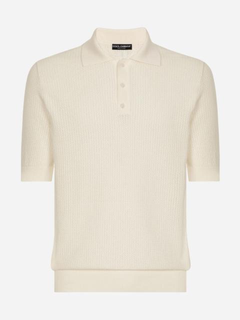 Cotton polo shirt with logo label