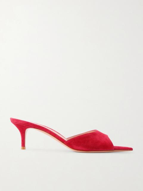 Gianvito Rossi Elle 55 Suede Mules