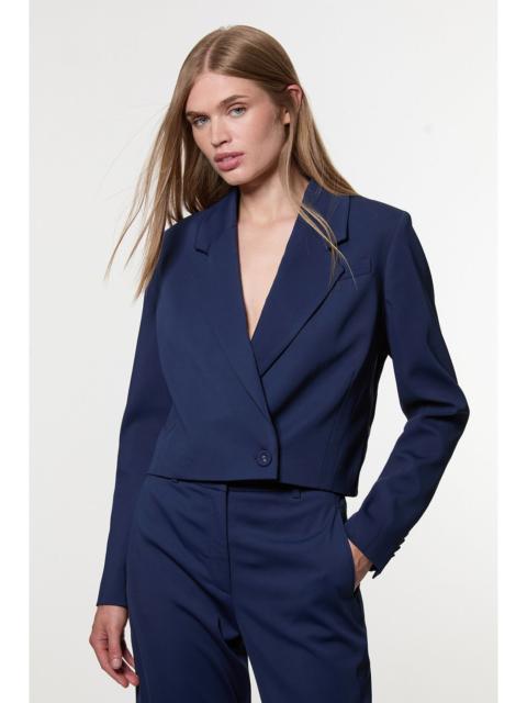 KAREN MILLEN Digital Ophelia Polished Tailored Cowl Back Single Breasted Blazer