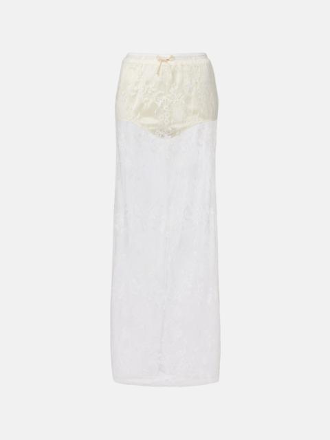 AYA MUSE Eteri bow-detail floral lace midi skirt