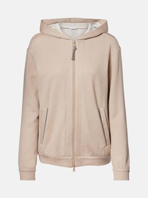 Brunello Cucinelli Monili cotton and silk-blend hoodie