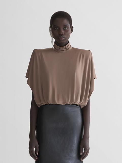 MUGLER brown draped power bodysuit