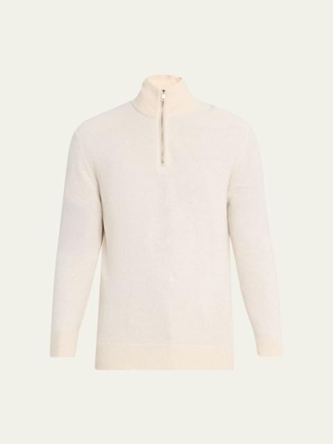 Ralph Lauren Men's Cashmere Birdseye Suede-Trim Quarter-Zip Sweater