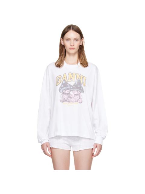 GANNI White Mushroom Teddy Long Sleeve T-shirt