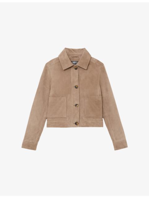 REISS Sonny Patch-Pocket Suede Trucker Jacket