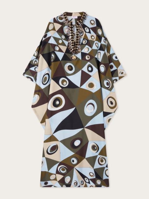 PUCCI OCCHI PRINT SILK KAFTAN WITH EMBROIDERY