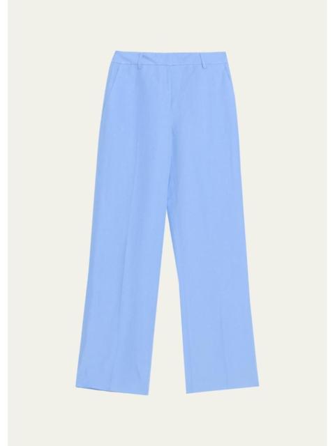 Lafayette 148 New York Gates Wide-Leg Silk-Linen Pants