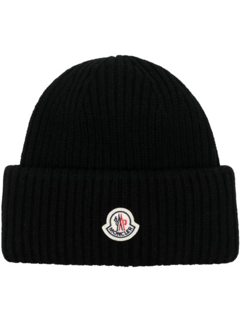Moncler Moncler Logo-patch Ribbed Beanie