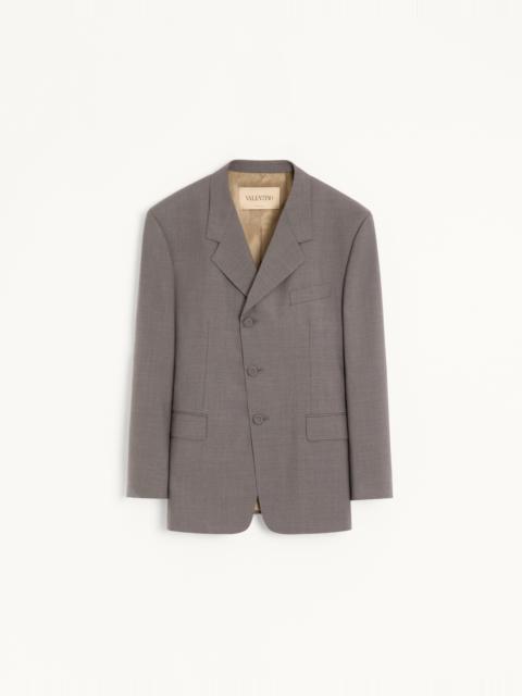 Valentino VALENTINO SINGLE-BREASTED JACKET IN DIAGONAL MELANGE WOOL WITH KNOT DETAIL