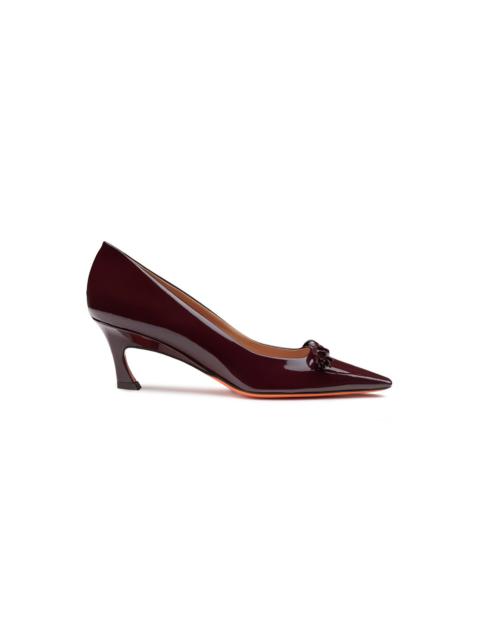 Santoni Women's burgundy patent leather mid-heel pump