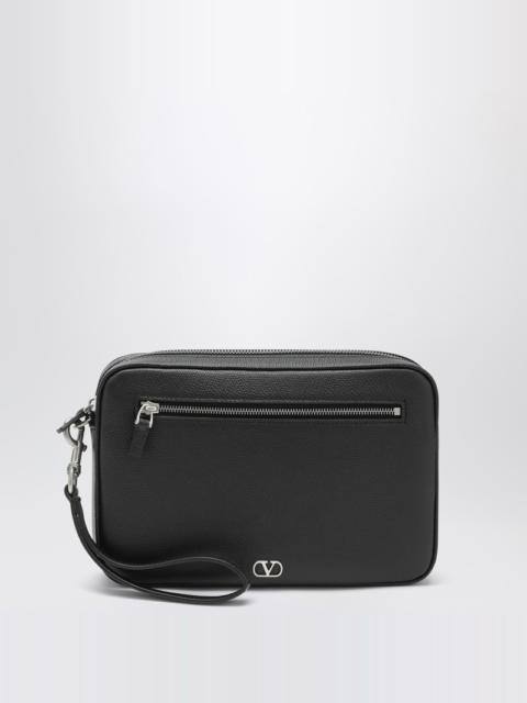 Valentino Vlogo Signature clutch black in grained calfskin
