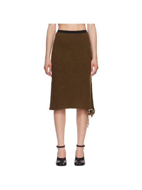 MM6 Maison Margiela Khaki Frayed Midi Skirt