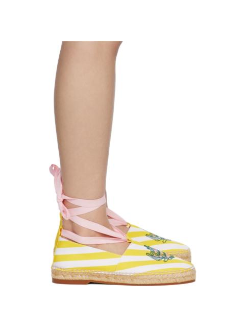 Maison Kitsuné White & Yellow Hotel Olympia Edition Poolside Stripes Espadrilles
