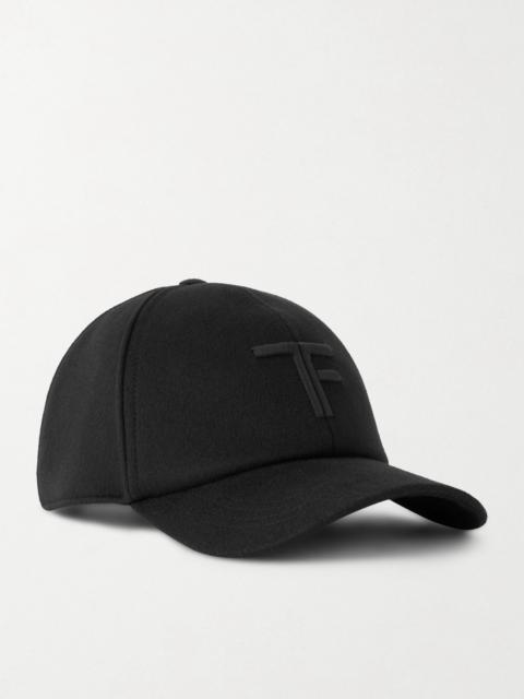 TOM FORD Logo-Embroidered Leather-Trimmed Cashmere Baseball Cap