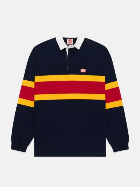 J. PRESS MADE-IN-USA NAVY MOUNTAIN STRIPE J. PRESS SEAL COTTON RUGBY