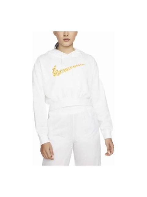 Nike (WMNS) Nike Sportswear Logo Embroidered Loose Fleece Hoodie White DO7257-100