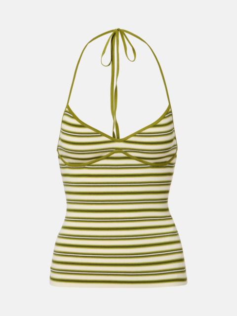 FAITHFULL Citara striped halterneck cotton-blend top