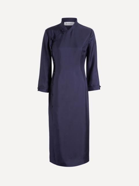 RÓHE Navy Pankou Closure Silk Dress