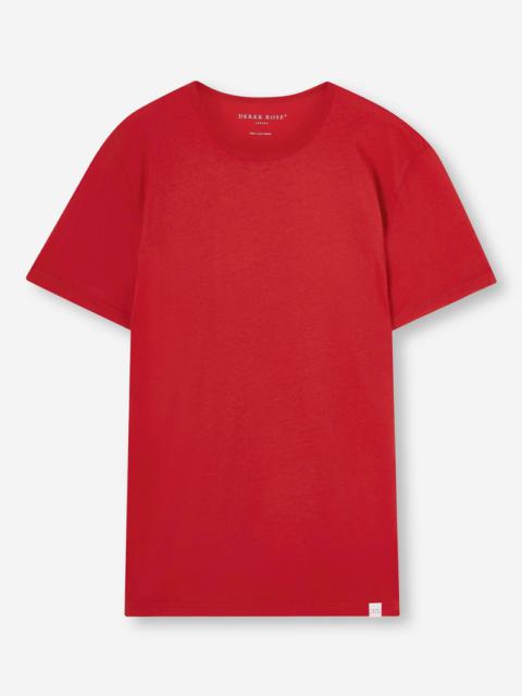 Derek Rose Men's Short Sleeve T-Shirt Riley 2 Pima Cotton Red