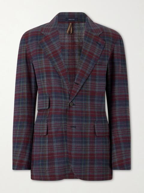 Drake's Madras Games Checked Linen-Blend Blazer