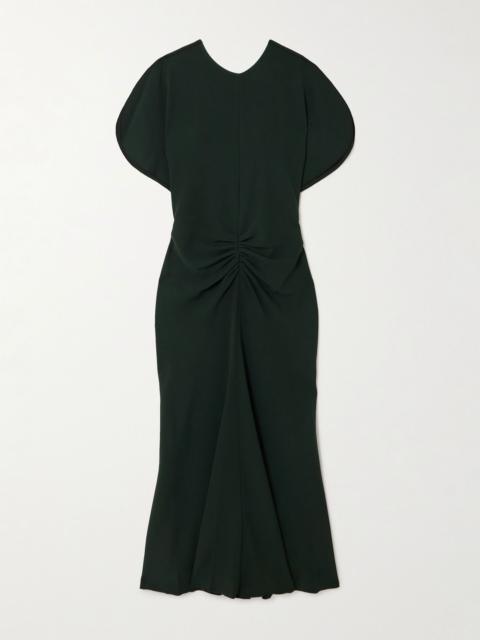 Victoria Beckham Gathered crepe midi dress Green