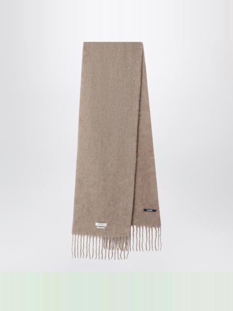 JACQUEMUS Taupe mohair and alpaca-blend scarf