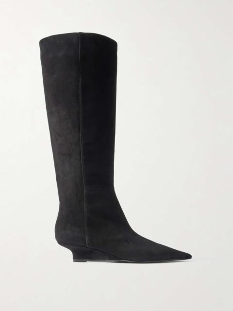 Totême Sharp suede knee boots Black