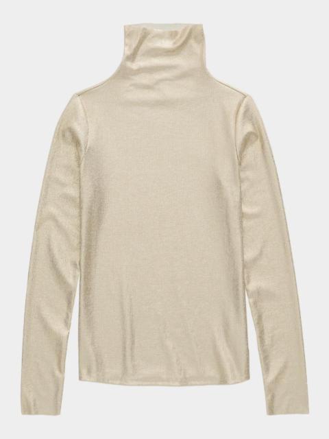 AG Jeans Chels Metallic Rib-Knit Turtleneck