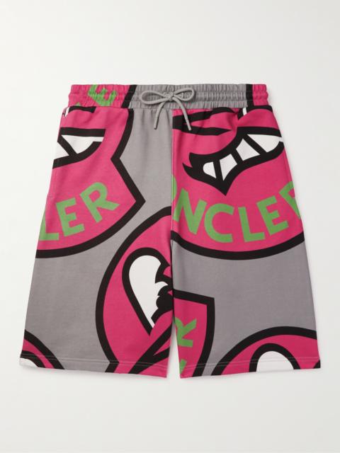 Moncler Straight-Leg Logo-Print Cotton-Jersey Drawstring Shorts