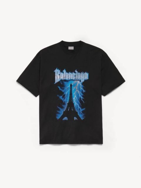 Men's Paris Thunderstorm Oversized T-shirt in Black