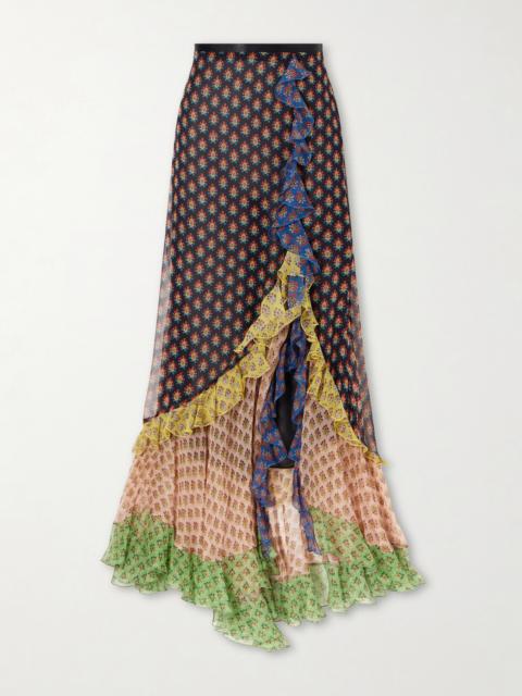 Etro Ruffled Tiered Floral-print Silk-chiffon Maxi Skirt