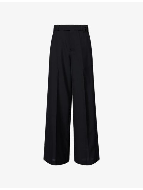 sacai Belted Wide-Leg Woven Trousers