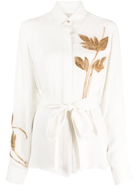 ELIE SAAB Foliage-embroidered silk shirt