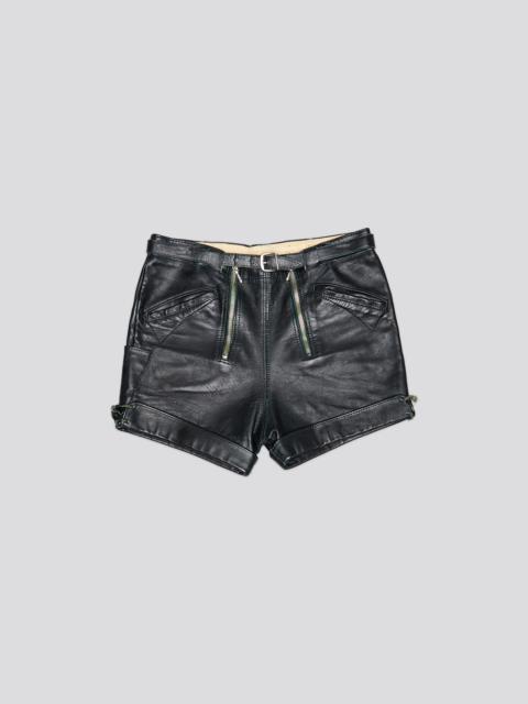 LEATHER BIKER SHORT - BLACK -R13